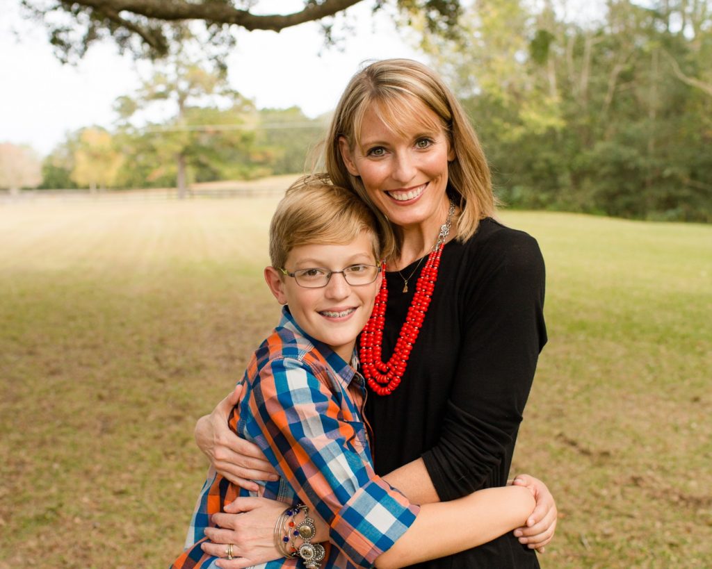 Family photos mom with teenage son at their home in sunshine