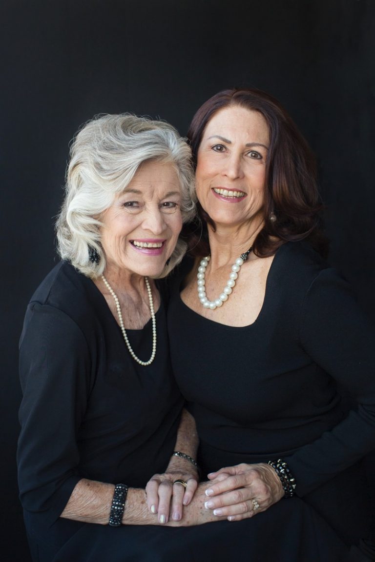 Mother Daughter celebrate beauty with glamor photos black dresses pearls Gainesville Florida Womens Portraiture