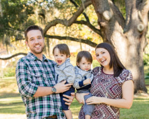 Family Portrait with One Year Old Twin Boys taken in Gainesville,Florida