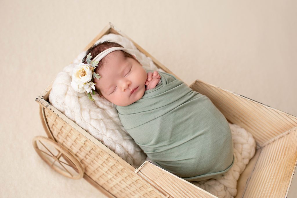 newborn baby green wrap