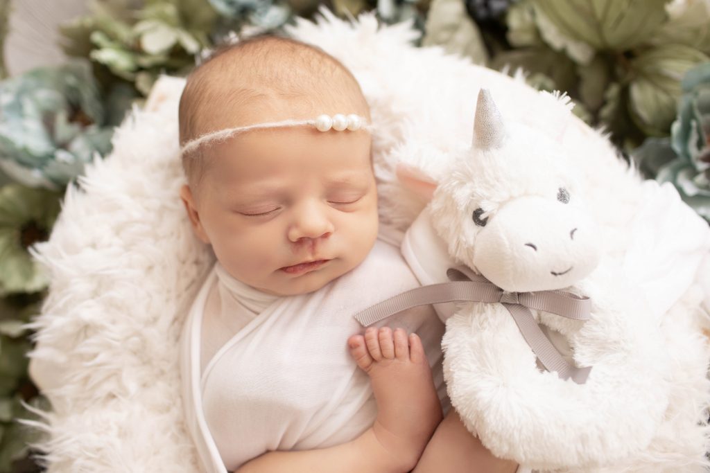 creative baby photo with unicorn
