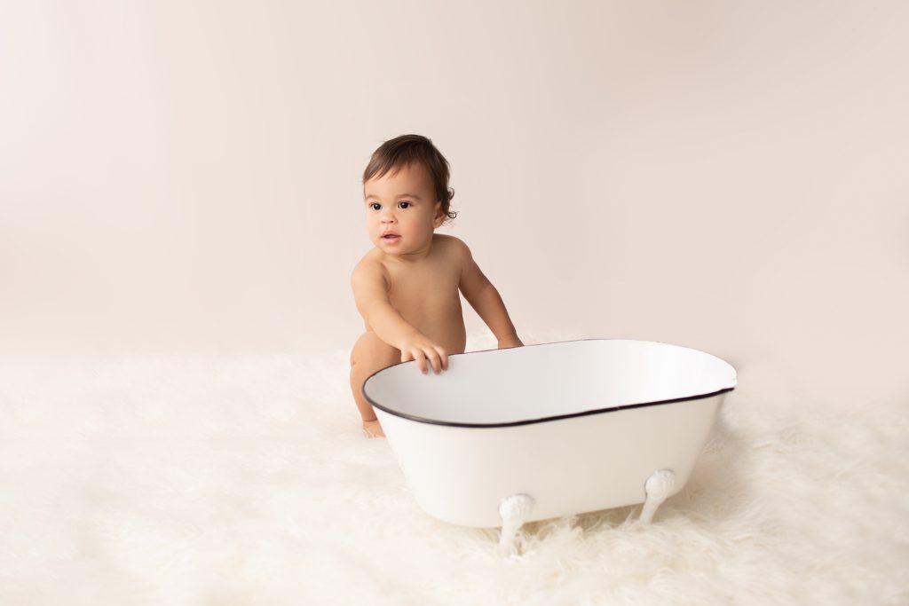 baby in a bathtub