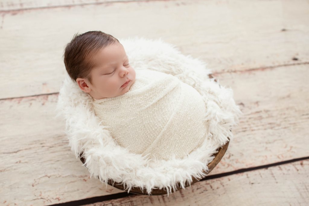 Sweet Newborn Baby Boy in a Nest for Mini Session in Gainesville, FL