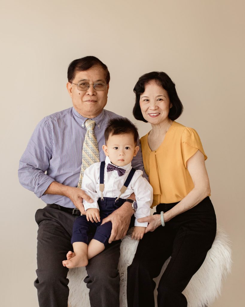 One Year Milestone Baby Photos with Grandparents