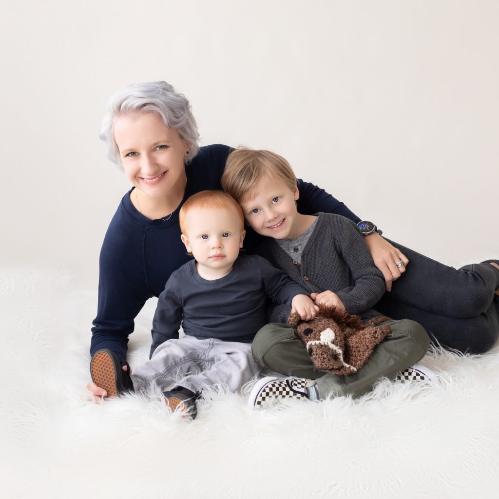 Mom with Sons Milestone Family Portraits