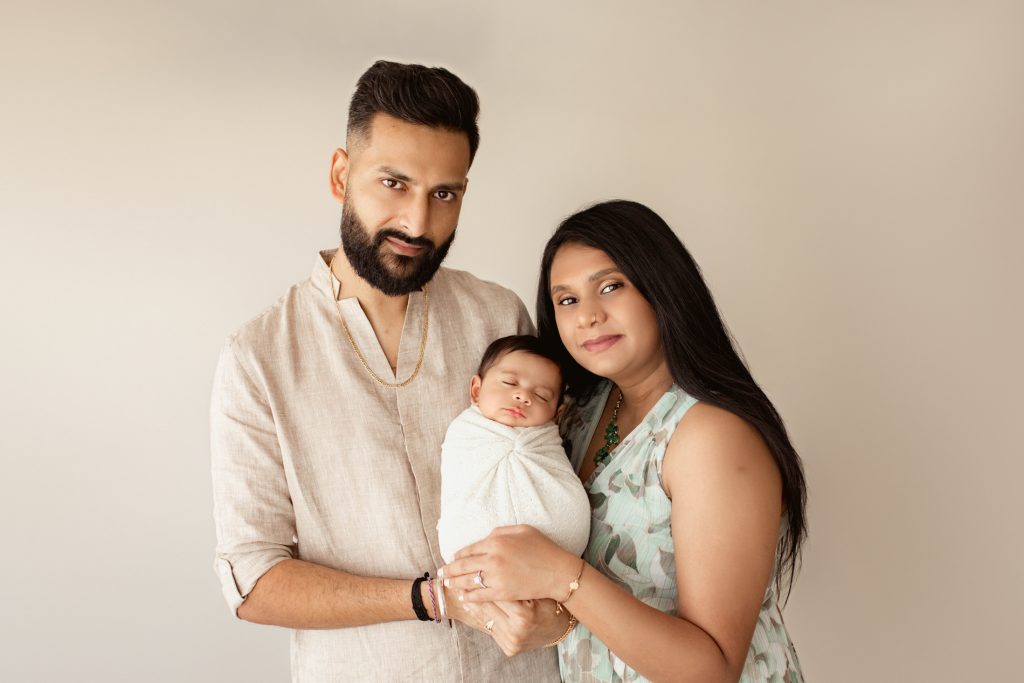 Mom & Dad Professional Newborn Photos with Baby Boy
