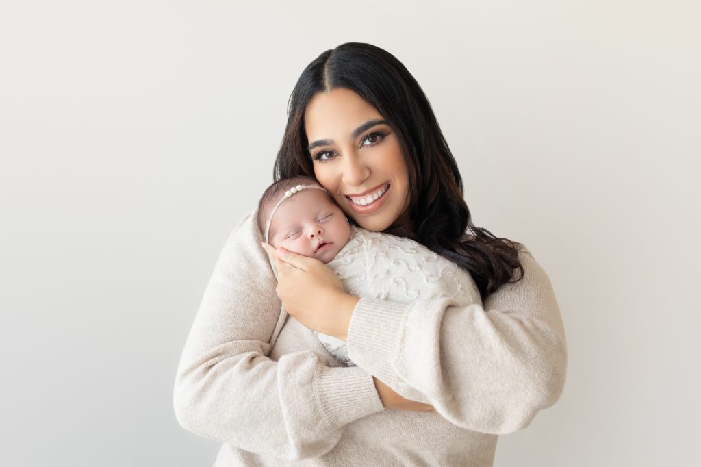 Mommy and Me Newborn Photo with Baby Girl