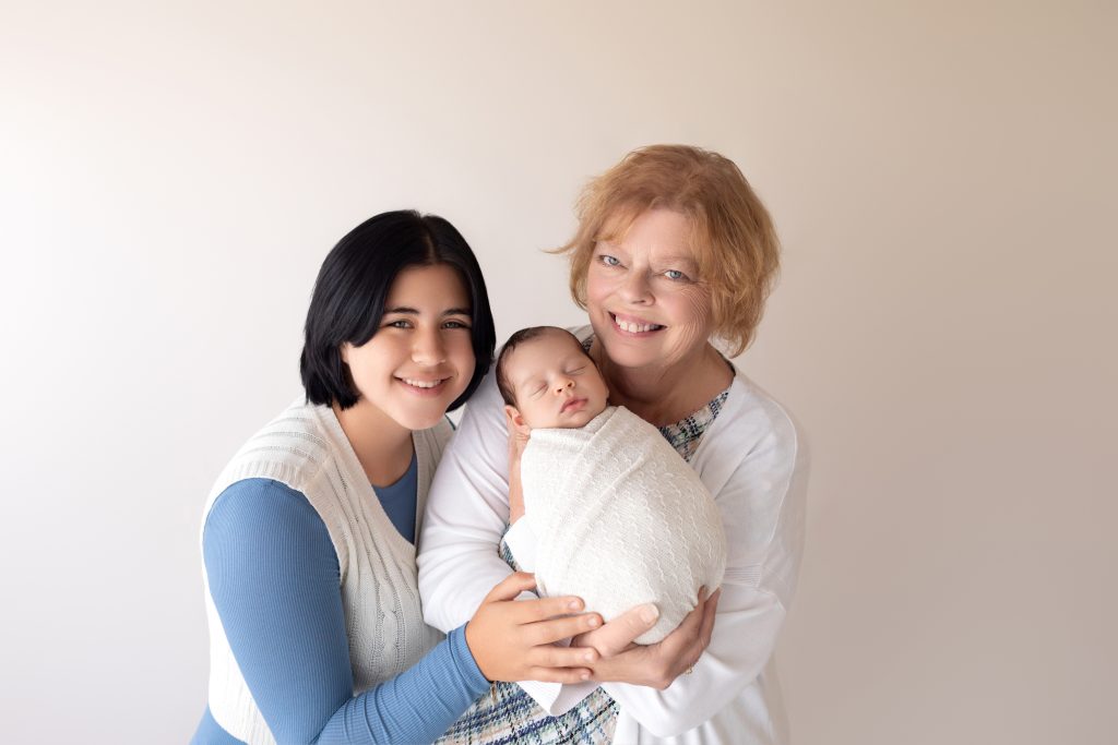 Newborn Baby Boy Photo Session with Big Sister and Grandma