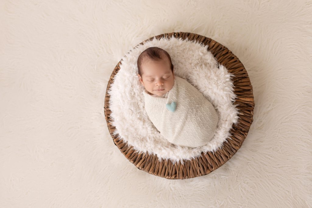 Creative Newborn Photos Baby Boy in Basket