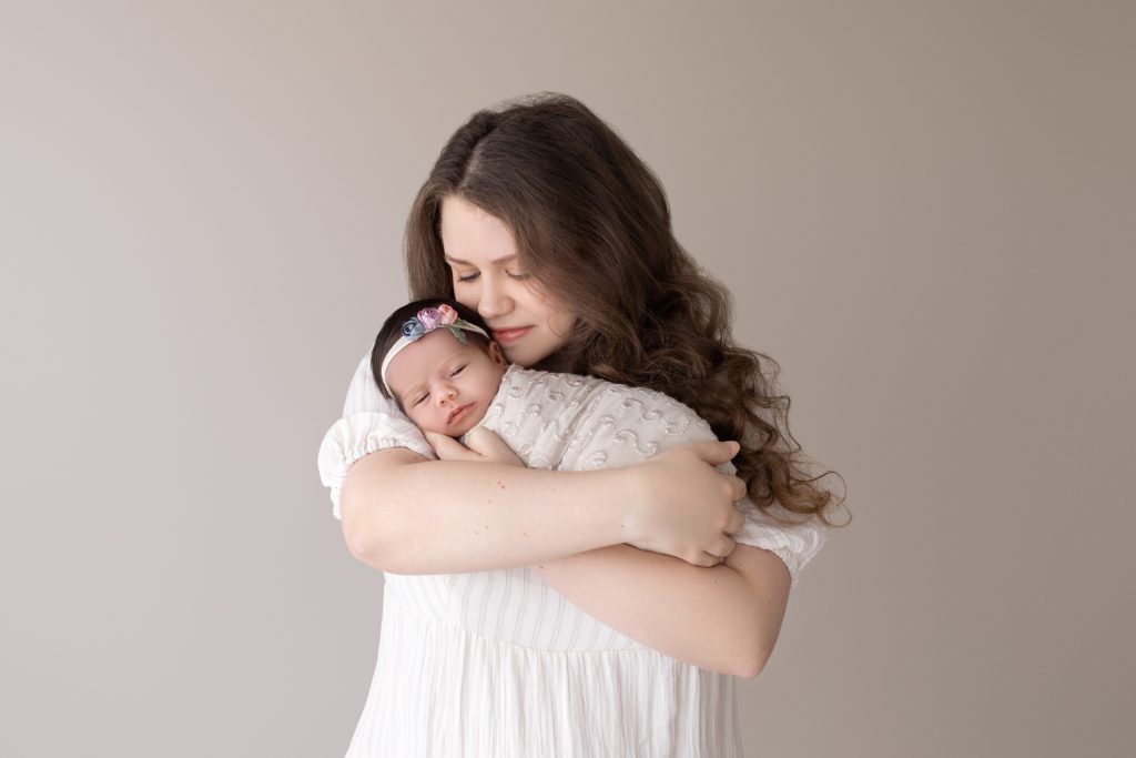 Mommy and Me Newborn Photo with Baby Girl