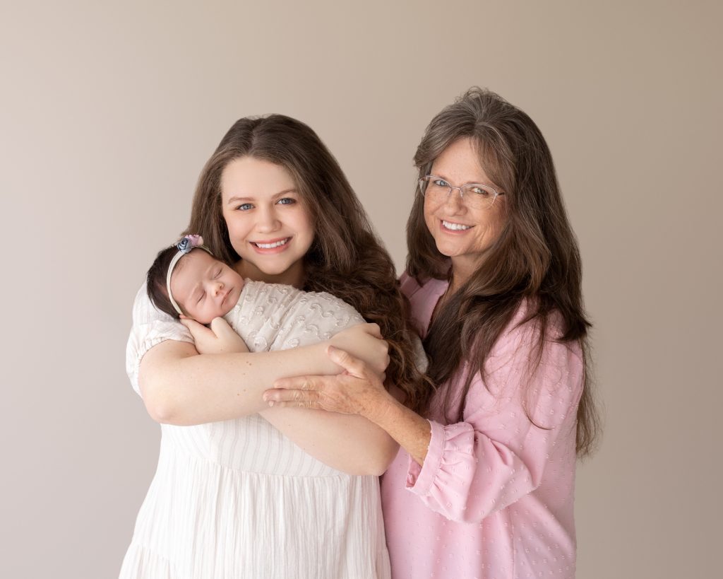 Mom and Grandma Portrait with Newborn Baby Girl Gainesville, FL