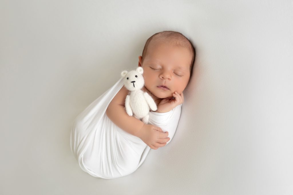 Baby Boy with Teddy Newborn Photos