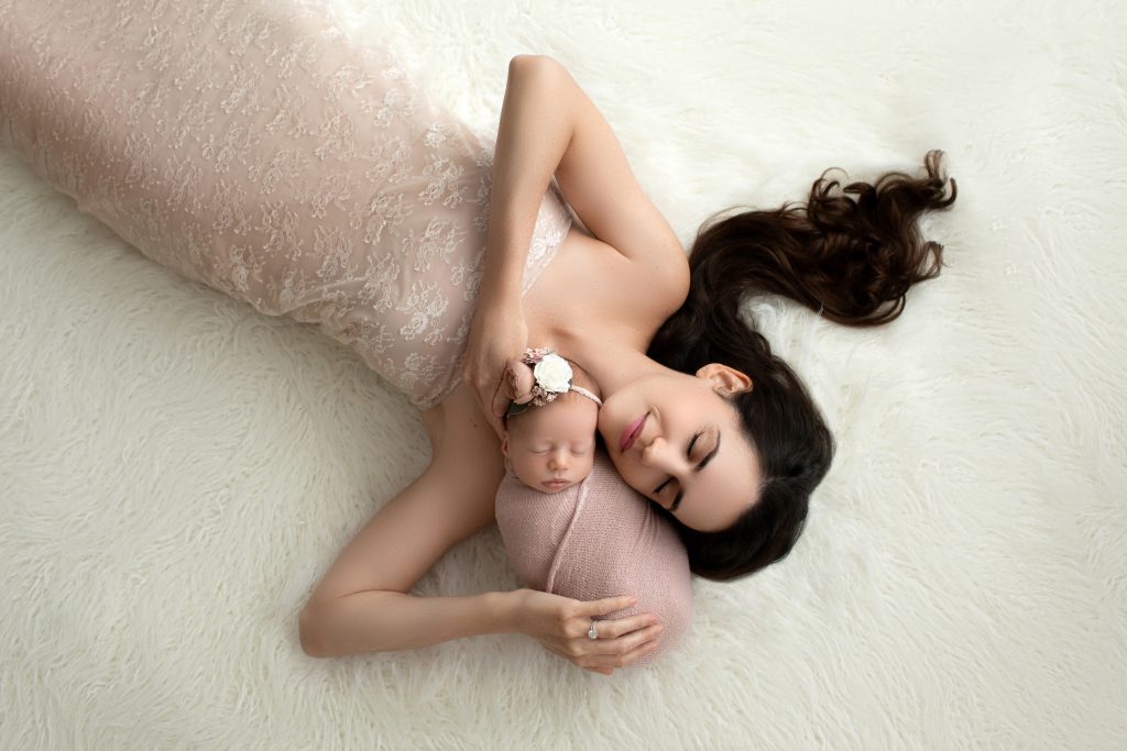 Mommy and Me Newborn Photo with Baby Girl