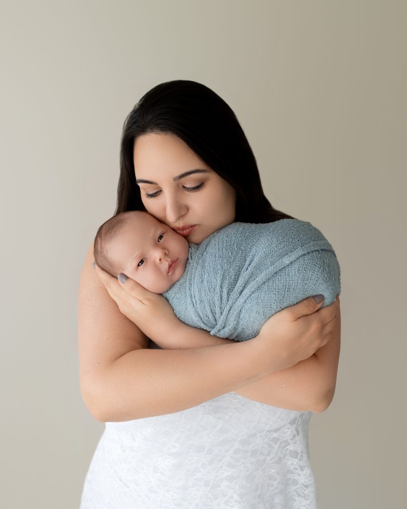 Mommy and Me Newborn Photo With Baby Boy