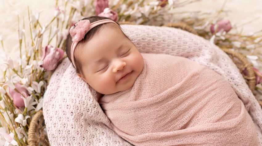 Newborn Baby in Basket Portrait Gainesville, FL